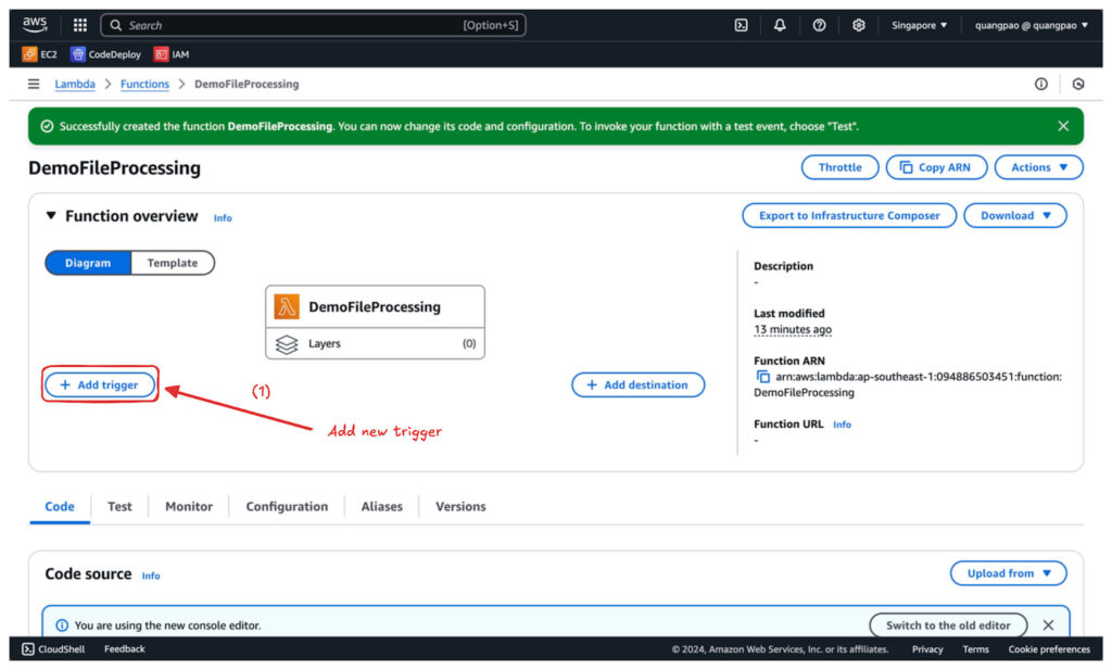 Configure AWS lambda triggers