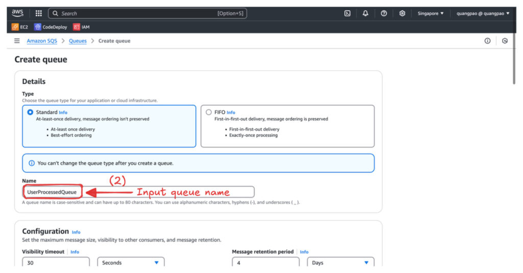 Name the queue UserProcessedQueue