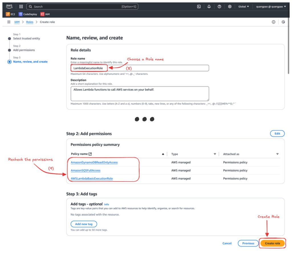 Review and create permissions